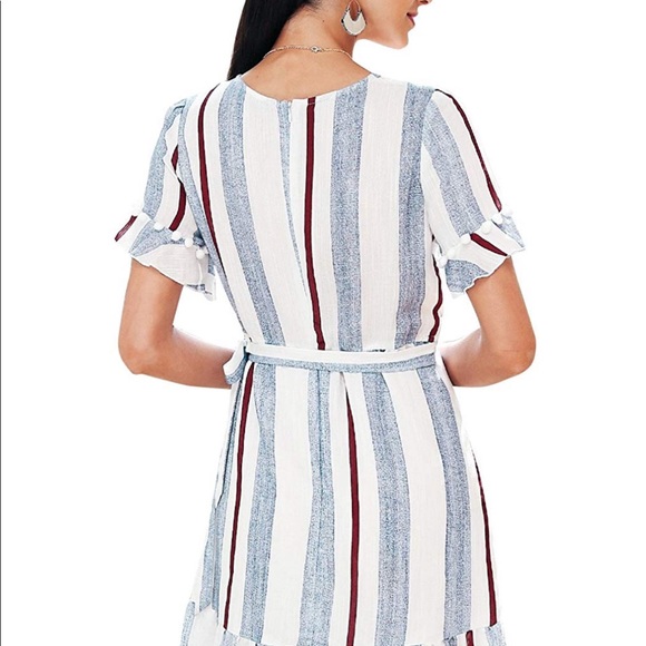 Striped linen and cotton mini dress - Picture 3 of 5